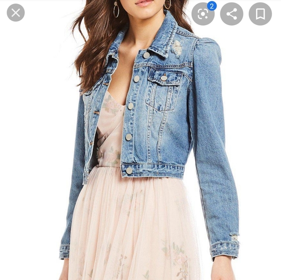 Blank Nyc Puff Sleeve Crop Denim Jacket 